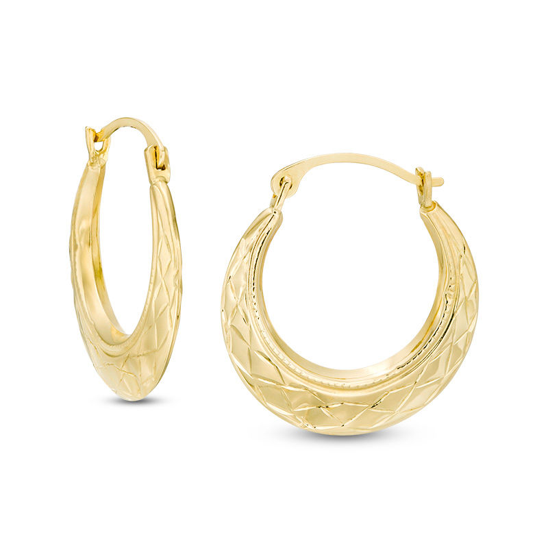 Small Graduated Diamond-Cut Hoop Earrings in 14K Gold|Peoples Jewellers