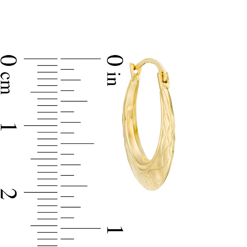Small Graduated Diamond Cut Hoop Earrings in 14K Gold Peoples