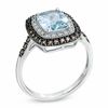 Thumbnail Image 2 of Cushion-Cut Aquamarine, Smoky Quartz and 0.19 CT. T.W. Diamond Ring in 10K White Gold