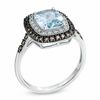 Thumbnail Image 1 of Cushion-Cut Aquamarine, Smoky Quartz and 0.19 CT. T.W. Diamond Ring in 10K White Gold