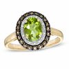 Thumbnail Image 1 of Oval Peridot, Smoky Quartz and Diamond Accent Ring in 10K Gold