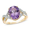 Thumbnail Image 1 of Oval Amethyst and 0.13 CT. T.W. Diamond Ring in 10K Gold