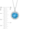 Thumbnail Image 1 of 10.0mm Swiss Blue Topaz and Lab-Created White Sapphire Pendant in Sterling Silver