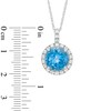 Thumbnail Image 1 of 10.0mm Swiss Blue Topaz and Lab-Created White Sapphire Pendant in Sterling Silver