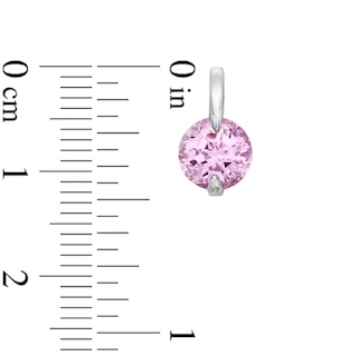 Lab-Created Pink Sapphire Pendant, Ring and Earrings Set in Sterling Silver - Size 7