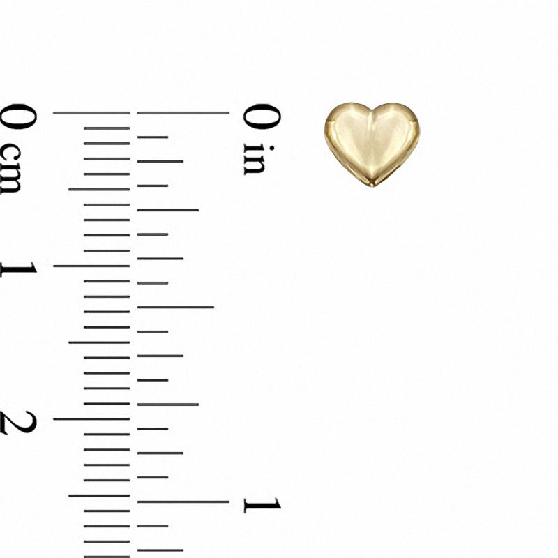 Main Image 2 of Child's Puffy Heart Stud Earrings in Hollow 14K Gold