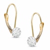 Thumbnail Image 1 of Crystal Ball Leverback Earrings in 14K Gold