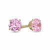 Thumbnail Image 1 of Child's 4.0mm Pink Crystal Stud Earrings in 14K Gold