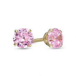 Child's 4.0mm Pink Crystal Stud Earrings in 14K Gold