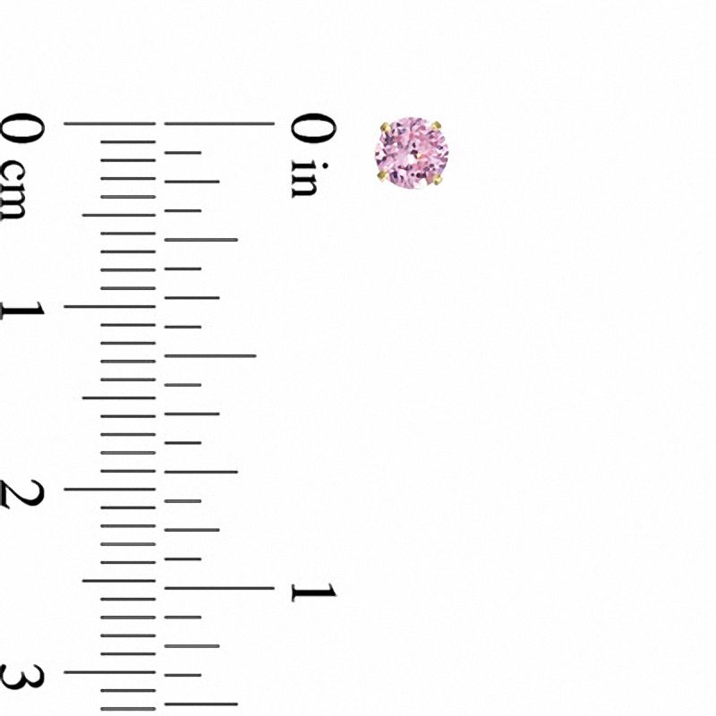 Main Image 2 of Child's 4.0mm Pink Crystal Stud Earrings in 14K Gold