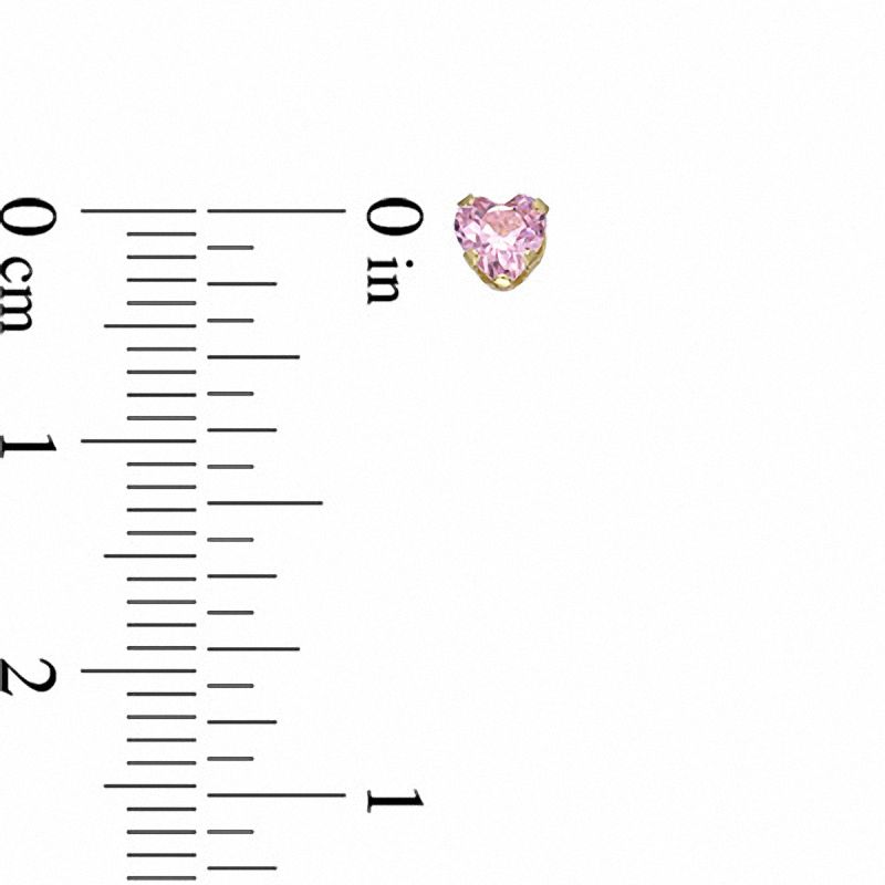 Main Image 2 of Child's 4.0mm Heart-Shaped Pink Crystal Stud Earrings in 14K Gold