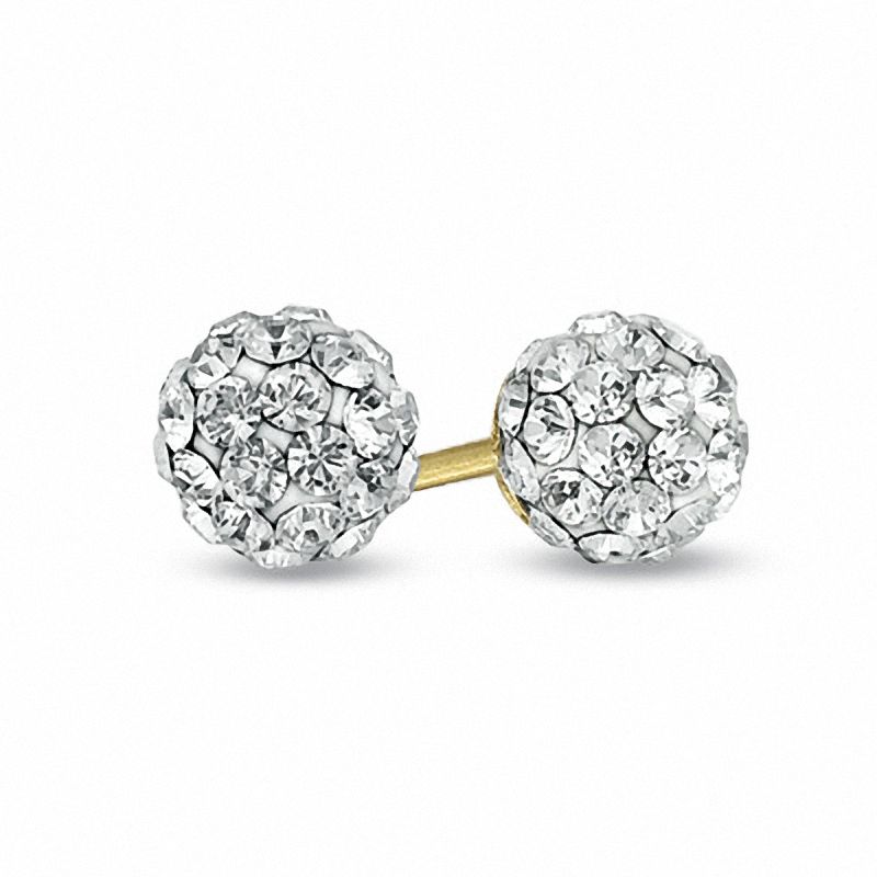 Child's Crystal Ball Earrings in 14K Gold