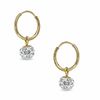 Thumbnail Image 1 of Child's Crystal Ball Hoop Earrings in 14K Gold