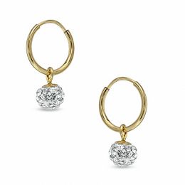 Child's Crystal Ball Hoop Earrings in 14K Gold