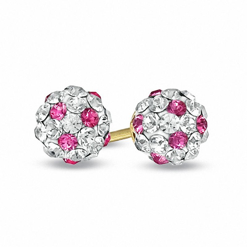 Child's Rose Crystal Ball Earrings in 14K Gold|Peoples Jewellers