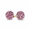 Thumbnail Image 1 of Child's Rose Crystal Ball Earrings in 14K Gold