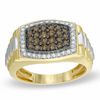 Thumbnail Image 1 of Men's 1.00 CT. T.W. Champagne and White Diamond Ring in 10K Gold