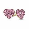 Thumbnail Image 1 of Child's Rose Crystal Heart Earrings in 14K Gold