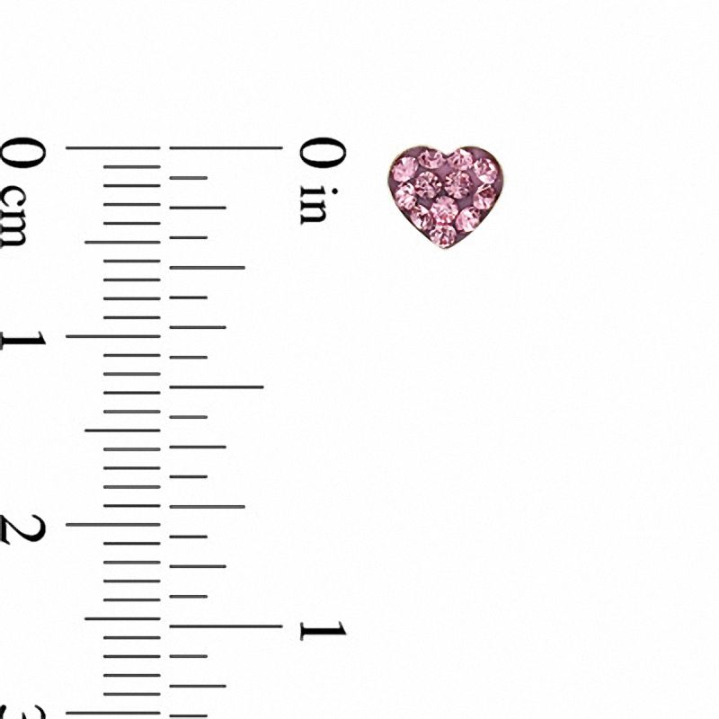 Main Image 2 of Child's Rose Crystal Heart Earrings in 14K Gold