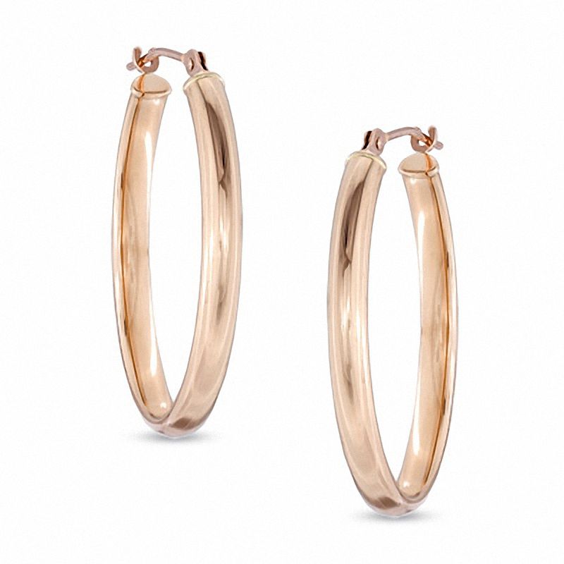 Oval Hoop Earrings in 14K Rose Gold|Peoples Jewellers