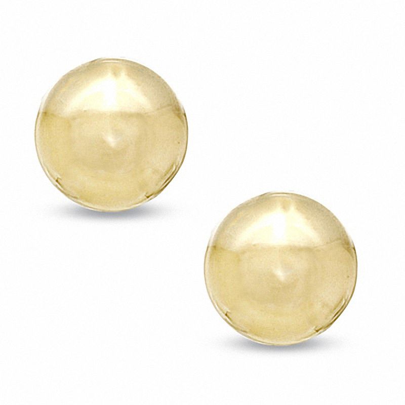 10.0mm Polished Dome Button Earrings in 14K Gold