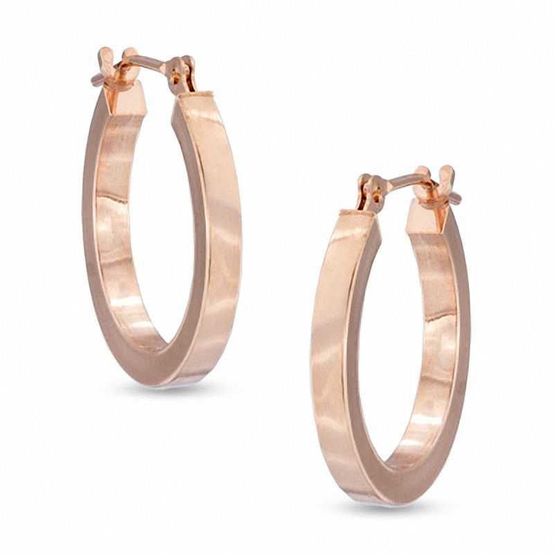 17mm Polished Hoop Earrings in 14K Rose Gold