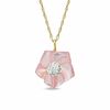 Thumbnail Image 0 of 10.0mm Light Pink Mother-of-Pearl and Crystal Flower Pendant in 14K Gold