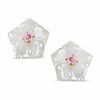 Thumbnail Image 1 of Mother-of-Pearl and Pink Cubic Zirconia Flower Earrings in 14K Gold