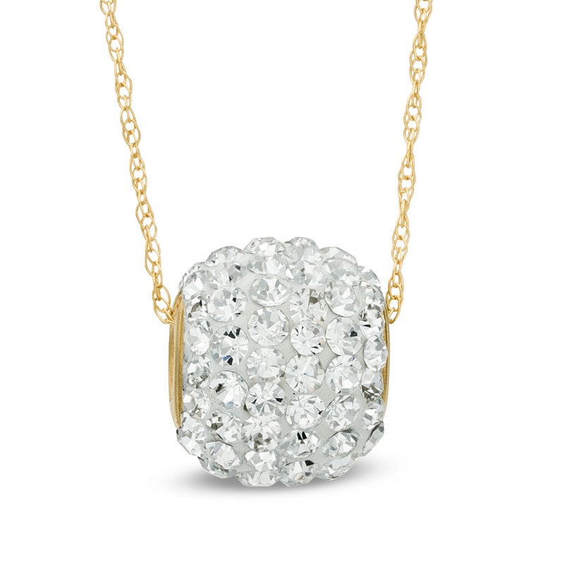 White Crystal Ball Pendant in 14K Gold|Peoples Jewellers