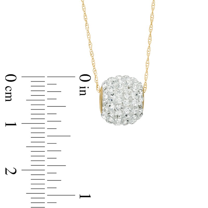 White Crystal Ball Pendant in 14K Gold