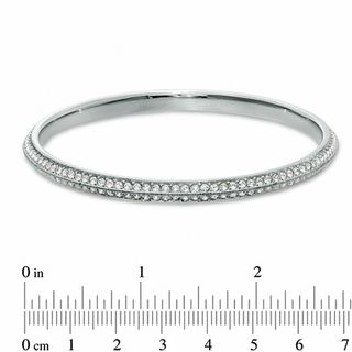 AVA Nadri Crystal Knife Edge Bangle in White Rhodium Brass - 8.0"