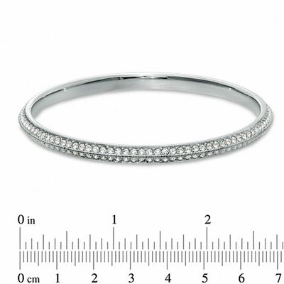 AVA Nadri Crystal Knife Edge Bangle in White Rhodium Brass - 8.0"
