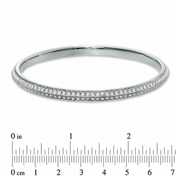 AVA Nadri Crystal Knife Edge Bangle in White Rhodium Brass - 8.0"