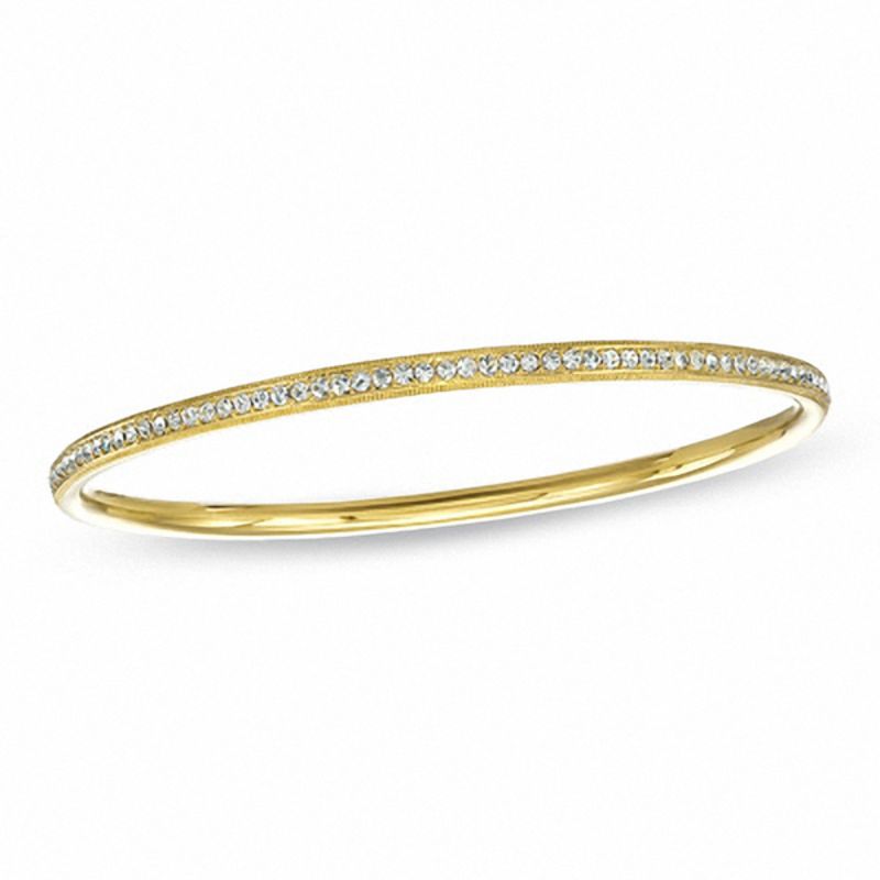 AVA Nadri Crystal Bangle in Brass with 18K Gold Plate - 7.5"|Peoples Jewellers