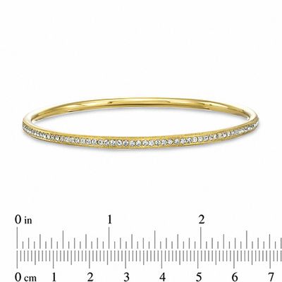 AVA Nadri Crystal Bangle in Brass with 18K Gold Plate - 7.5"