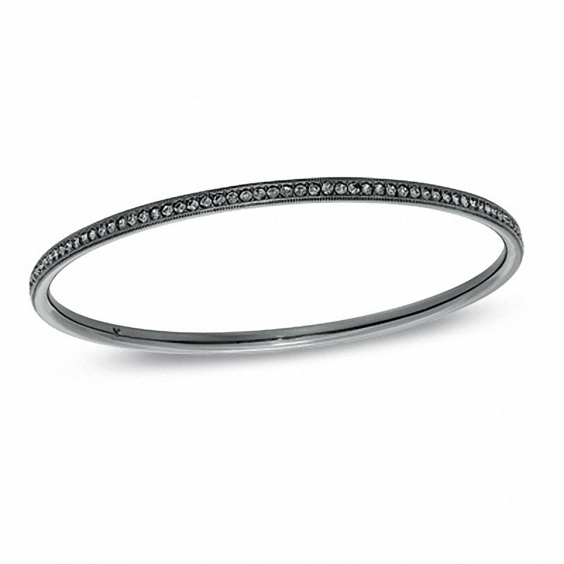 AVA Nadri Crystal Bangle in Hematite Grey Plated Brass - 7.5"|Peoples Jewellers