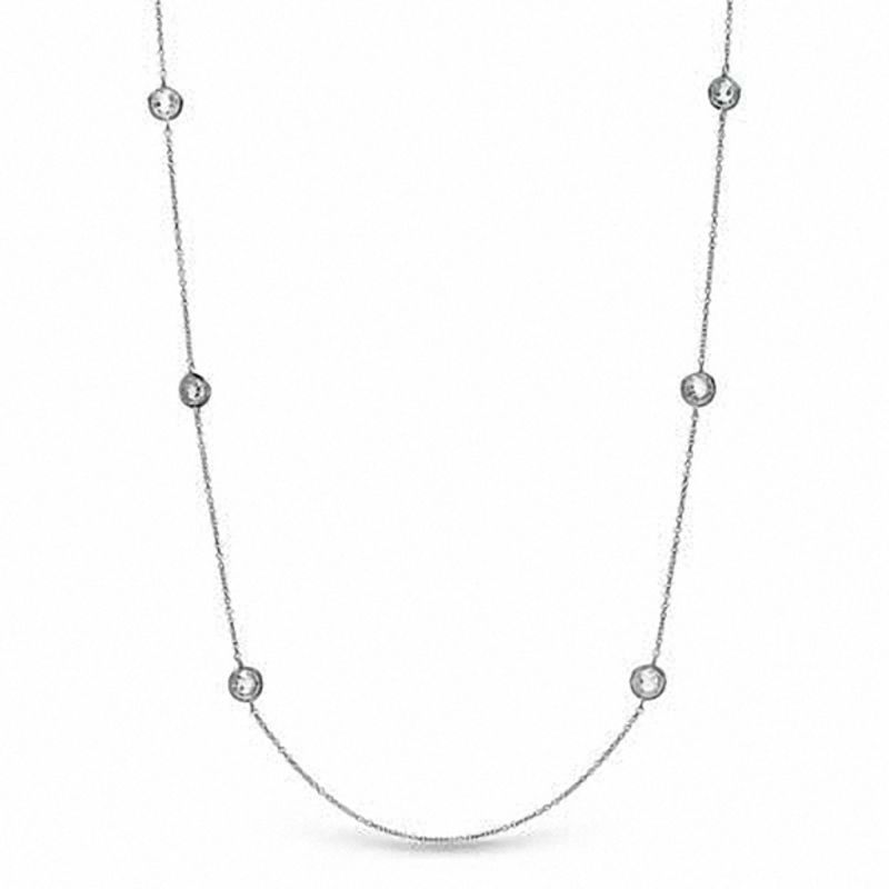 AVA Nadri Cubic Zirconia and Crystal Station Necklace in White Rhodium Brass - 16"|Peoples Jewellers