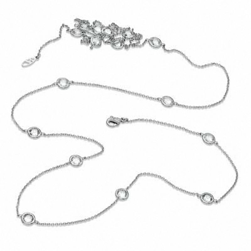 Main Image 2 of AVA Nadri Cubic Zirconia and Crystal Station Necklace in White Rhodium Brass - 16"