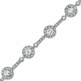 AVA Nadri Cubic Zirconia and Crystal Frame Bracelet in White Rhodium Brass - 7.25"