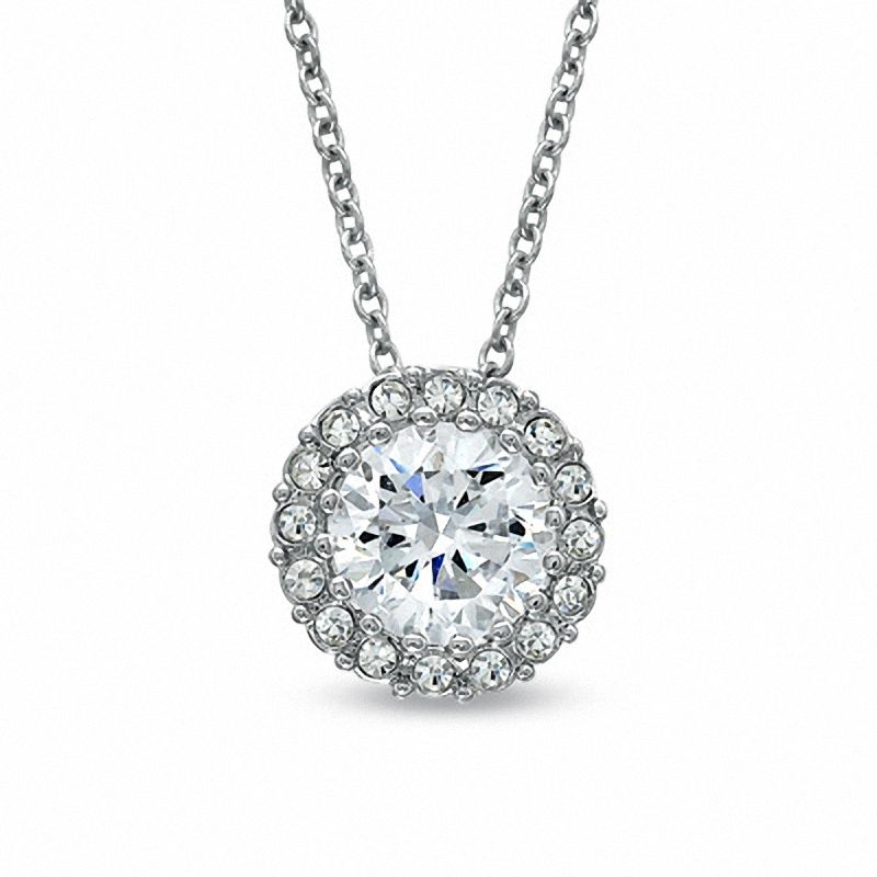 Main Image 1 of AVA Nadri Cubic Zirconia and Crystal Pendant in White Rhodium Brass - 16"
