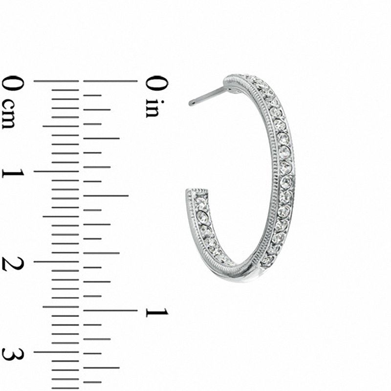 Main Image 2 of AVA Nadri Crystal Inside-Out Hoop Earrings in White Rhodium Brass