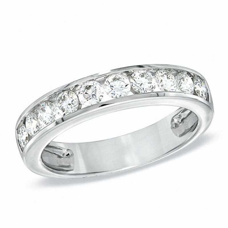 Main Image 1 of 0.83 CT. T.W. Certified Diamond Wedding Band in 18K White Gold (H/VS2)