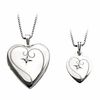 Diamond Accent Mother and Daughter Matching Heart Locket and Pendant Set in Sterling Silver