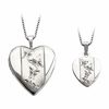 Thumbnail Image 1 of Mother and Daughter Matching Butterfly Heart Locket and Pendant Set in Sterling Silver