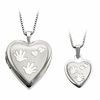 Thumbnail Image 0 of Mother and Daughter Matching Hand Print Heart Locket and Pendant Set in Sterling Silver