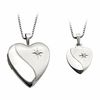 Thumbnail Image 0 of Diamond Accent Mother and Daughter Matching Polished and Satin Heart Locket and Pendant Set in Sterling Silver