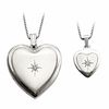 Diamond Accent Mother and Daughter Matching Starburst Heart Locket and Pendant Set in Sterling Silver