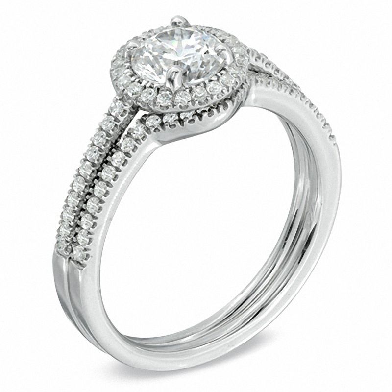 Main Image 2 of Celebration Canadian Lux® 1.00 CT. T.W. Certified Diamond Bridal Set in 18K White Gold (I/SI2)