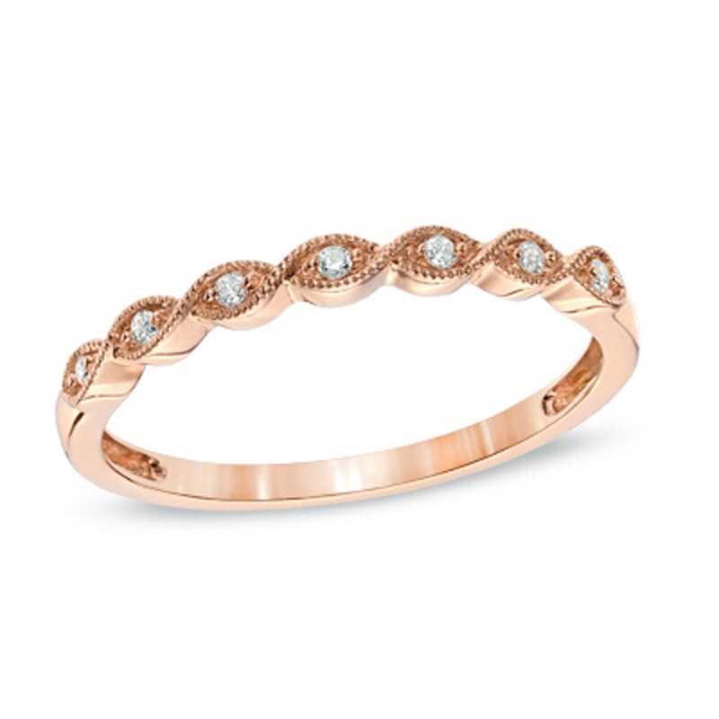 Main Image 1 of Diamond Accent Twist Anniversary Band in 10K Rose Gold