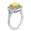 Thumbnail Image 1 of 1.95 CT. T.W. Certified Cushion-Cut Yellow Diamond Frame Engagement Ring in 18K White Gold (P/SI2)